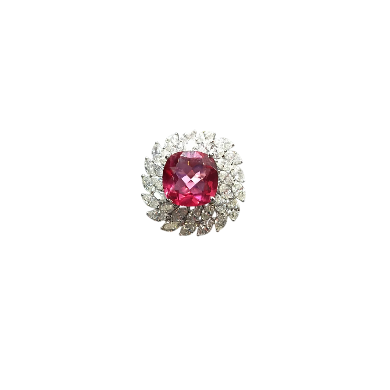 Ruby Center Diamond Halo Ring